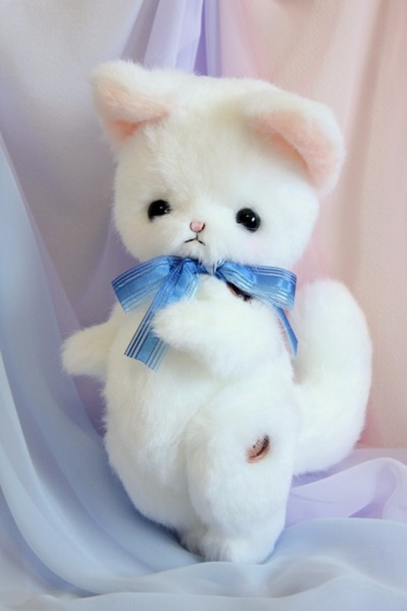 ボタンジョイントぬいぐるみ・白ねこちゃん その他人形 ユヅチヨ