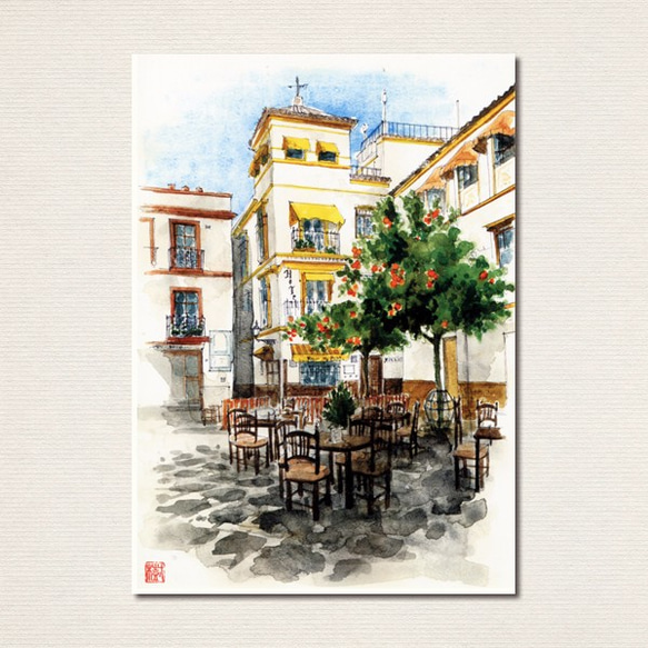 水彩画ポストカード10枚セット〈街の風景2〉 3枚目の画像