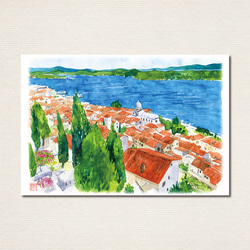 水彩画ポストカード10枚セット〈海の見える風景〉 8枚目の画像