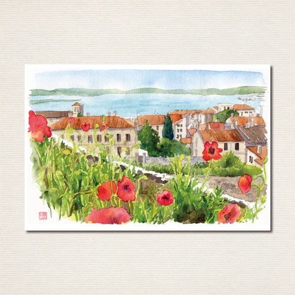 水彩画ポストカード10枚セット〈海の見える風景〉 9枚目の画像