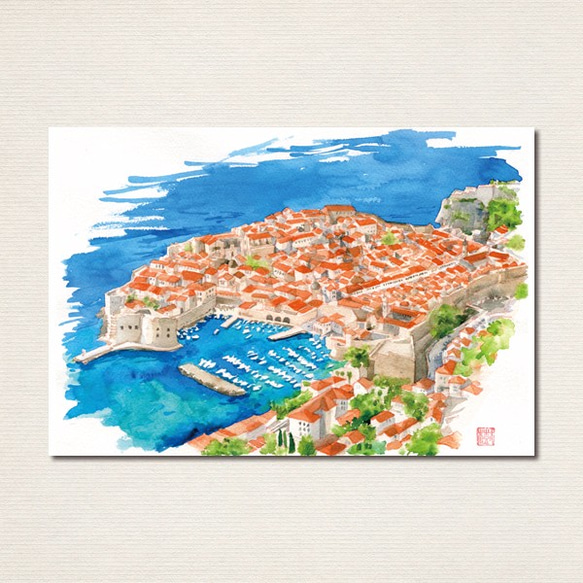 水彩画ポストカード10枚セット〈海の見える風景〉 10枚目の画像