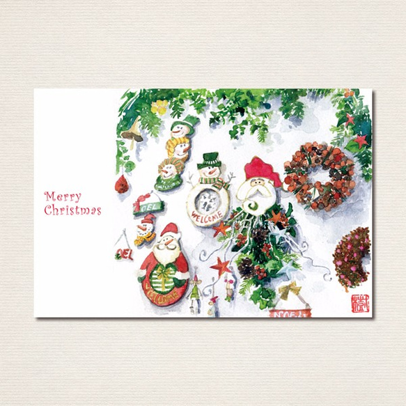 水彩画ポストカード6枚セット〈クリスマス1〉 1枚目の画像