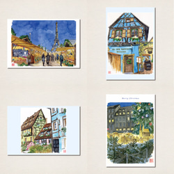 水彩画ポストカード6枚セット〈クリスマス1〉 3枚目の画像