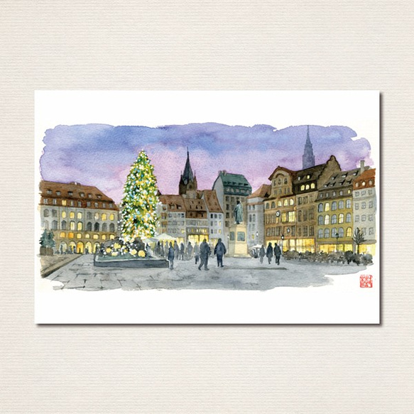 水彩画ポストカード6枚セット〈クリスマス2〉 1枚目の画像