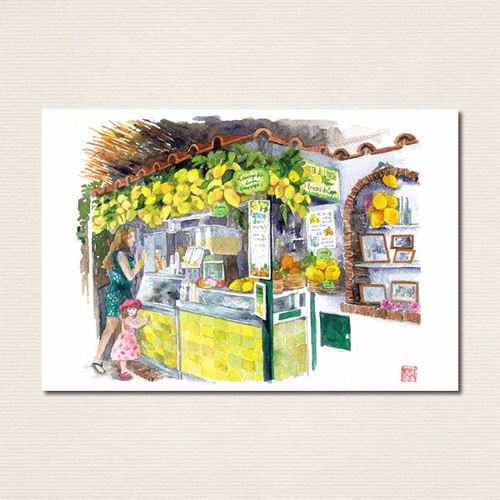 一期会受賞作品　イタリア　ポルトフィーノの街並み　水彩画　10号 一期会受賞作品 イタリア ポルトフィーノの街並み 水彩画 10号