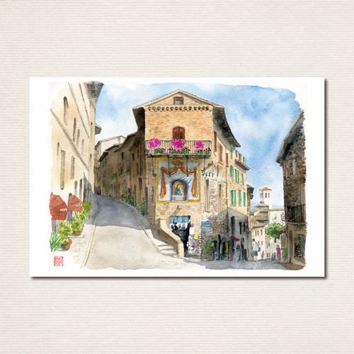 M. 水彩画 Parisienne Blanche ２枚 Rue