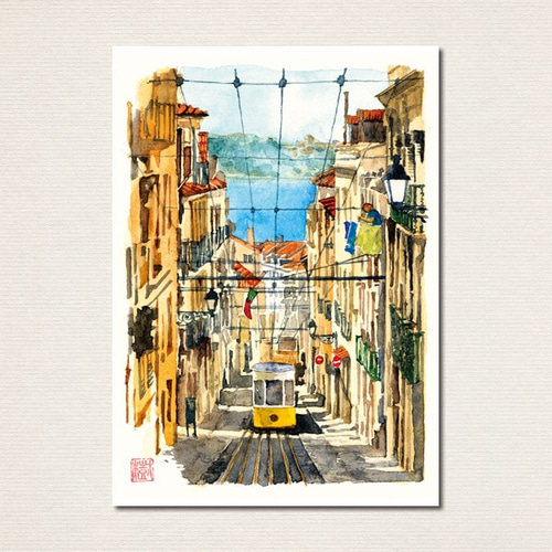優先配送 水彩画ポストカード10枚セット〈街の風景〉 ポストカード Le 絵画