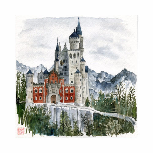 旅雀素描帖】 ノイシュバンシュタイン城・ 冬景（フュッセン