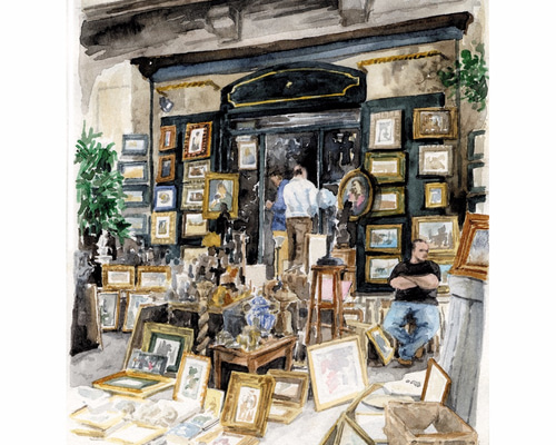 SALE!!! 油絵 25年前イタリアの骨董市で購入 油絵 25年前イタリアの