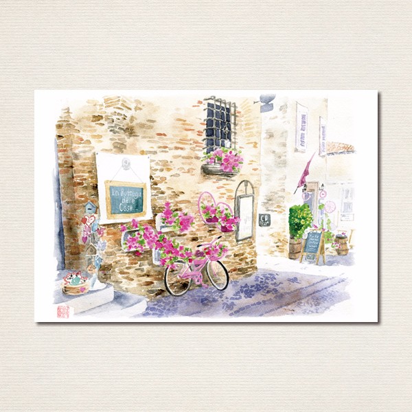 M. 水彩画 Blanche ２枚 Parisienne Rue