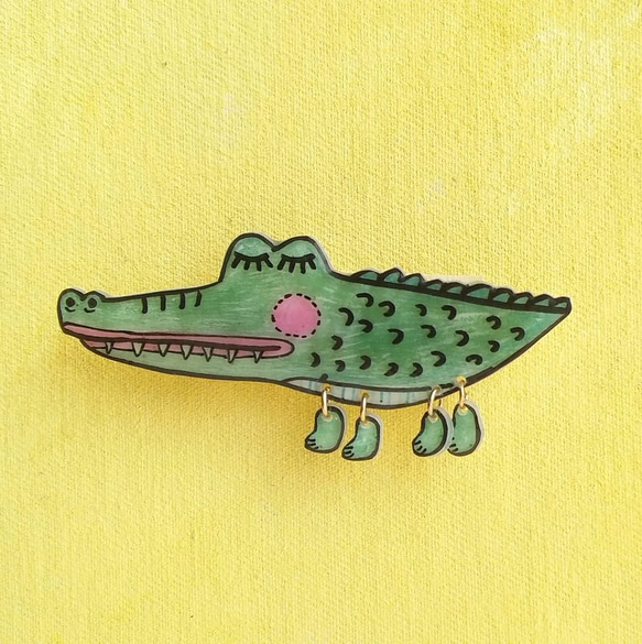動物園系列 - 鱷魚胸針- 手繪 第1張的照片