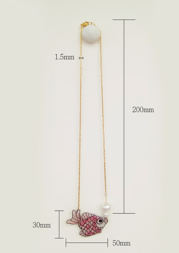 魚好友系列項鍊- 金魚吹泡泡-手繪 第6張的照片