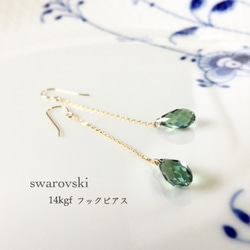 14kgf フックピアス・swarovski (エリナイト) 1枚目の画像