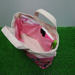 ☆新柄☆帆布のバッグインバッグ (北欧家・ピンク) 5枚目の画像