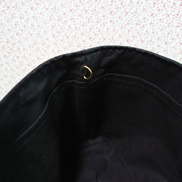 【再販80】帆布のバッグインバッグ (サークルブーケ・ブラック×生成) 5枚目の画像