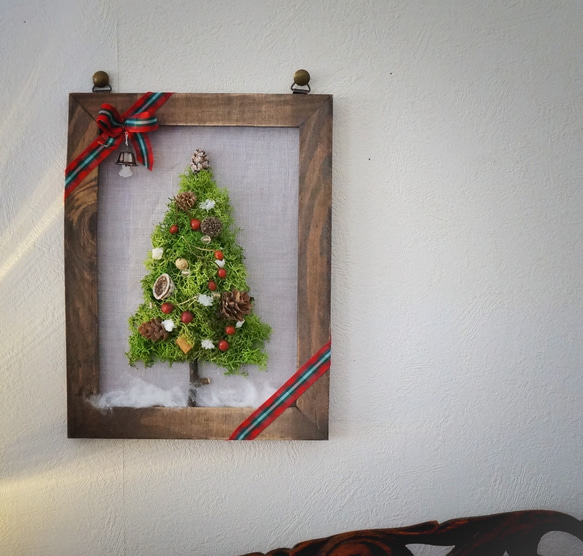 もこもこモスのクリスマスツリー/壁掛け、置き型両方OK！/手作りキットあり 2枚目の画像
