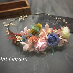 Mai Flowers 不凋玫瑰新娘髮圈 新娘飾品 外拍造型 花圈 第3張的照片
