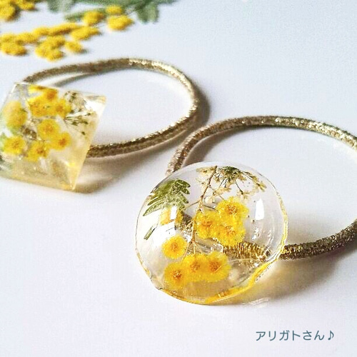 コーフル レジンヘアゴム ポニーフック【優しいイエローカラーフラワー