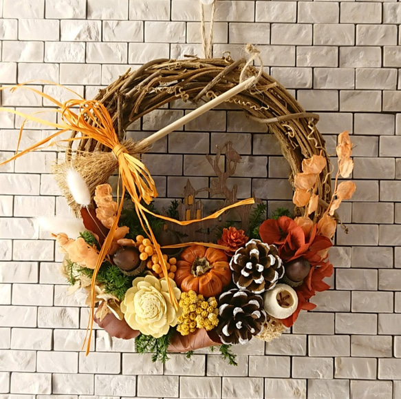 Happy halloween wreath 《茶》(22cm) 1枚目の画像