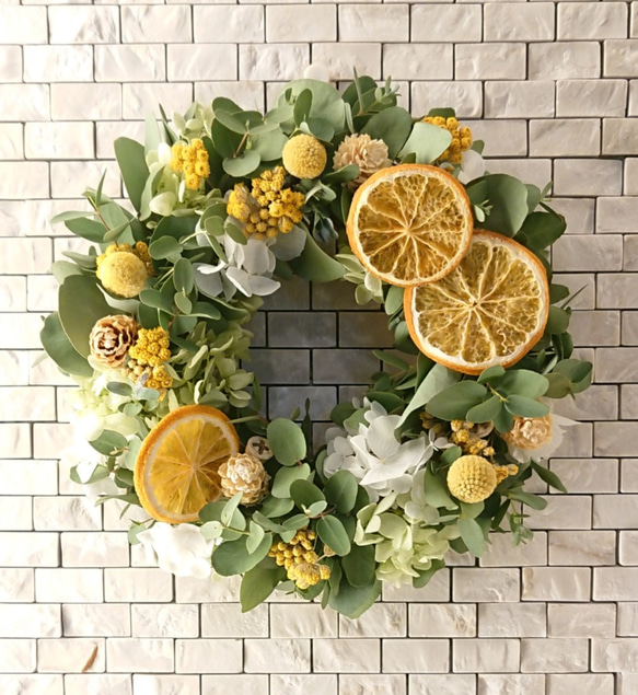 しおね様オーダーページ》ユーカリとオレンジのナチュラルリース