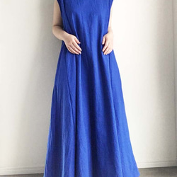 ロイヤルブルーノースリーブワンピース ワンピース