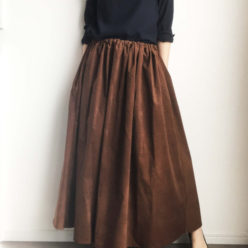 ブラウンコーデュロイロングスカート ロングスカート（マキシ丈