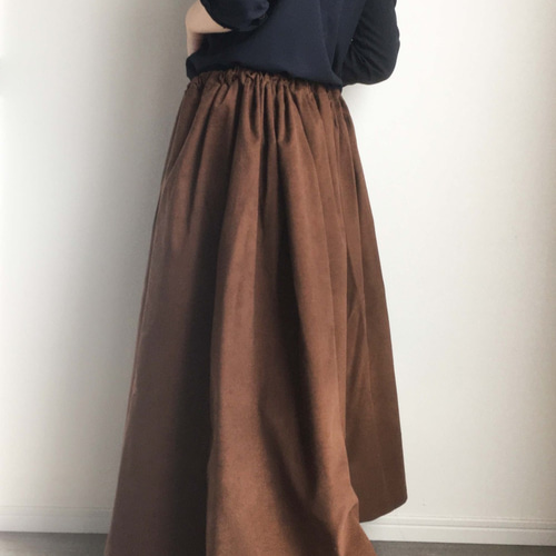 ブラウンコーデュロイロングスカート ロングスカート（マキシ丈
