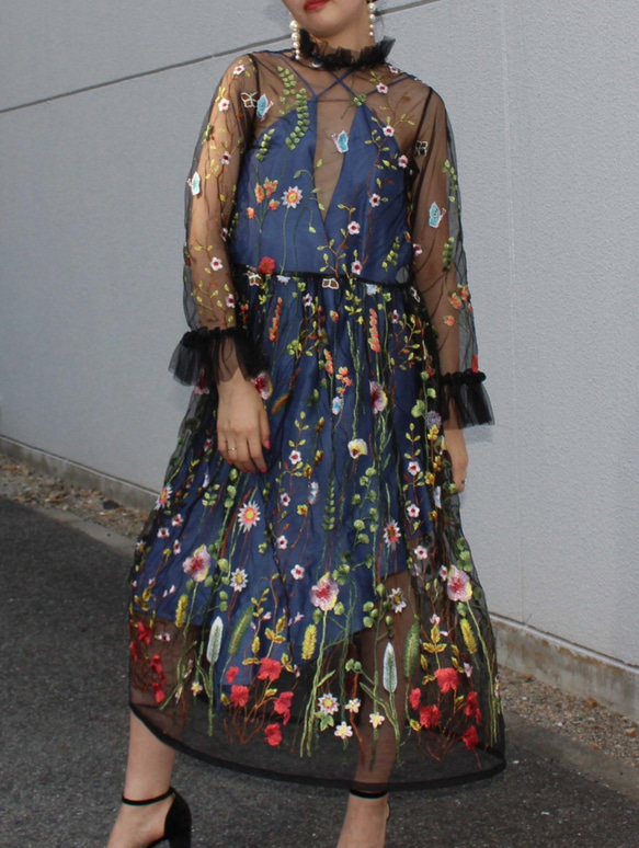 フラワー刺繍チュールワンピース 素材 購入の際の注意点