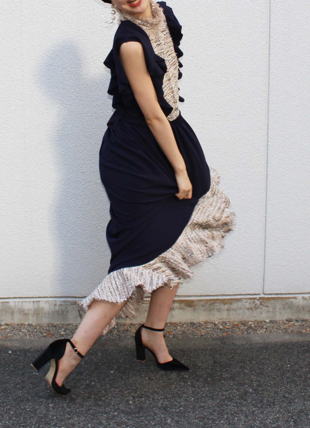 ツィードフリルワンピース