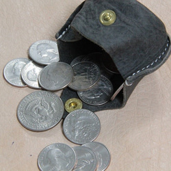 皮革硬幣情況“豆”卡福（古董褐色） 第3張的照片
