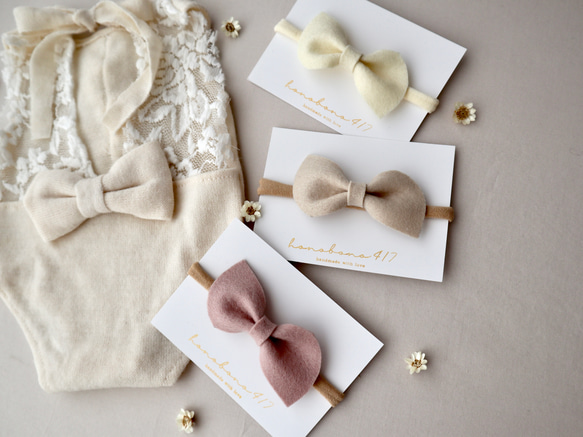 wool 100% felt bow -for newborn baby&kids- 2枚目の画像