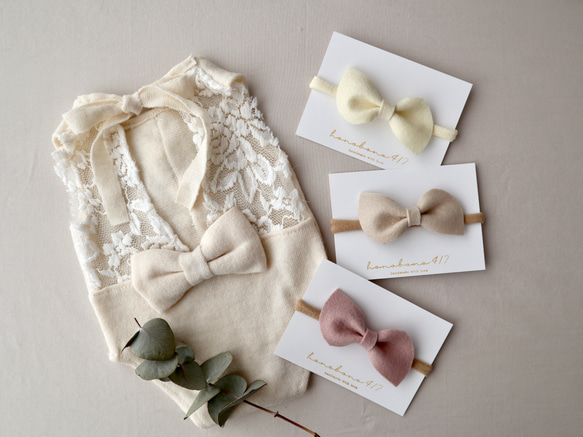wool 100% felt bow -for newborn baby&kids- 3枚目の画像