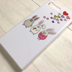 うさぎ  カラフルなハート  スマホケース  iPhone  xperia 3枚目の画像