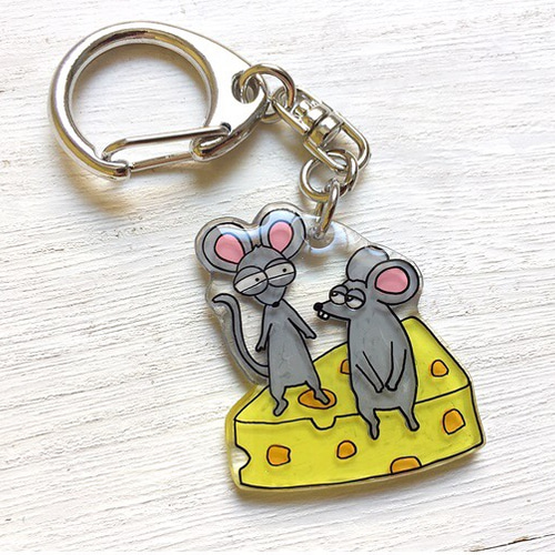 ねずみとチーズ キーホルダー キーリング SWEETWORKJUN 通販 7290354  