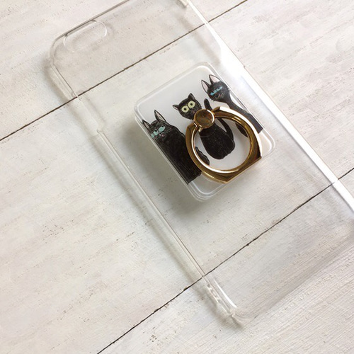 黒猫 くろねこ スマホリング バンカーリング ホールドリング スマホ