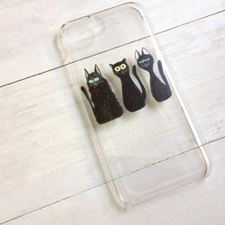 スマホケース  iPhoneXS  多機種対応  黒猫 ネコ クリアケース 2枚目の画像