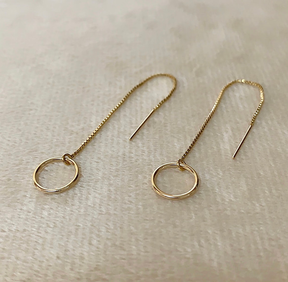 14kgf Circle threader earrings 2枚目の画像