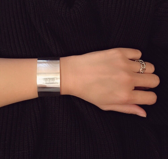 Silver plate wide bangle 5枚目の画像