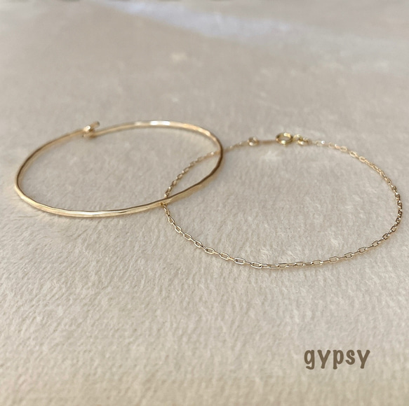 14kgf Chain bracelet＆Textured bangle 1枚目の画像