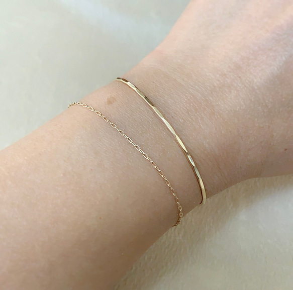 14kgf Chain bracelet＆Textured bangle 2枚目の画像