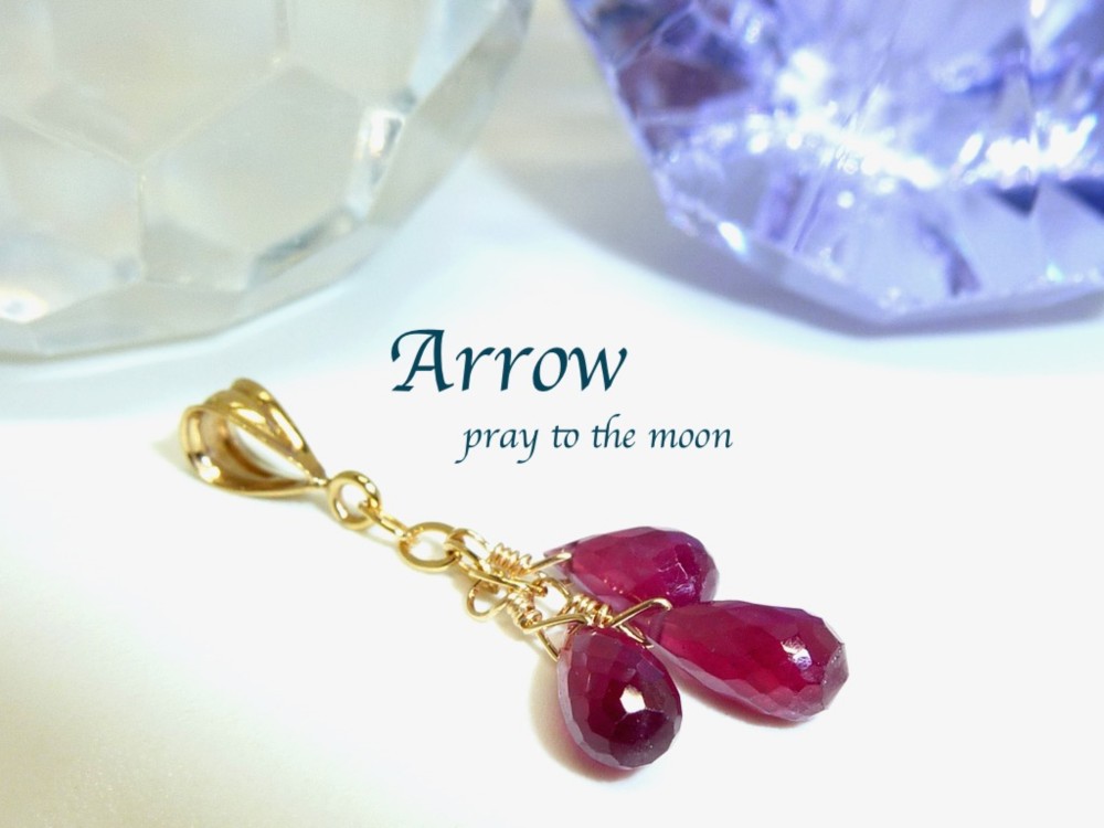 勝利を呼ぶ＊宝石質ルビーブーケネックレス☆14KGF