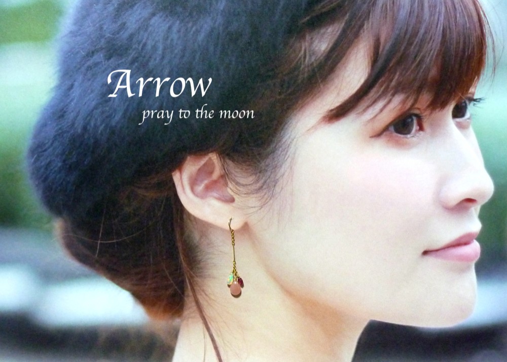 グァバクォーツとクリスタルオパールピアス＊14KGF