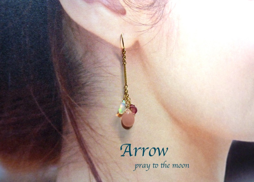 グァバクォーツとクリスタルオパールピアス＊14KGF