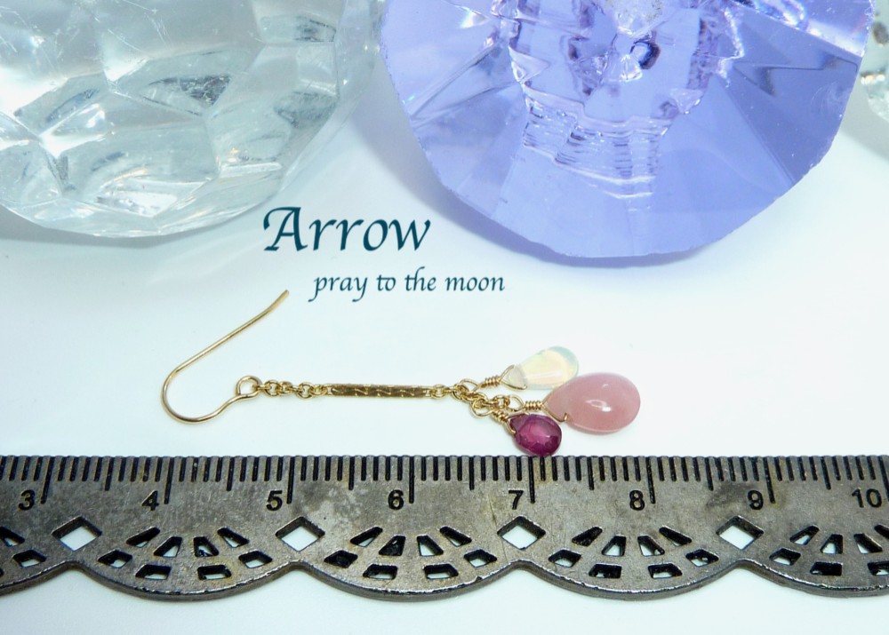 グァバクォーツとクリスタルオパールピアス＊14KGF