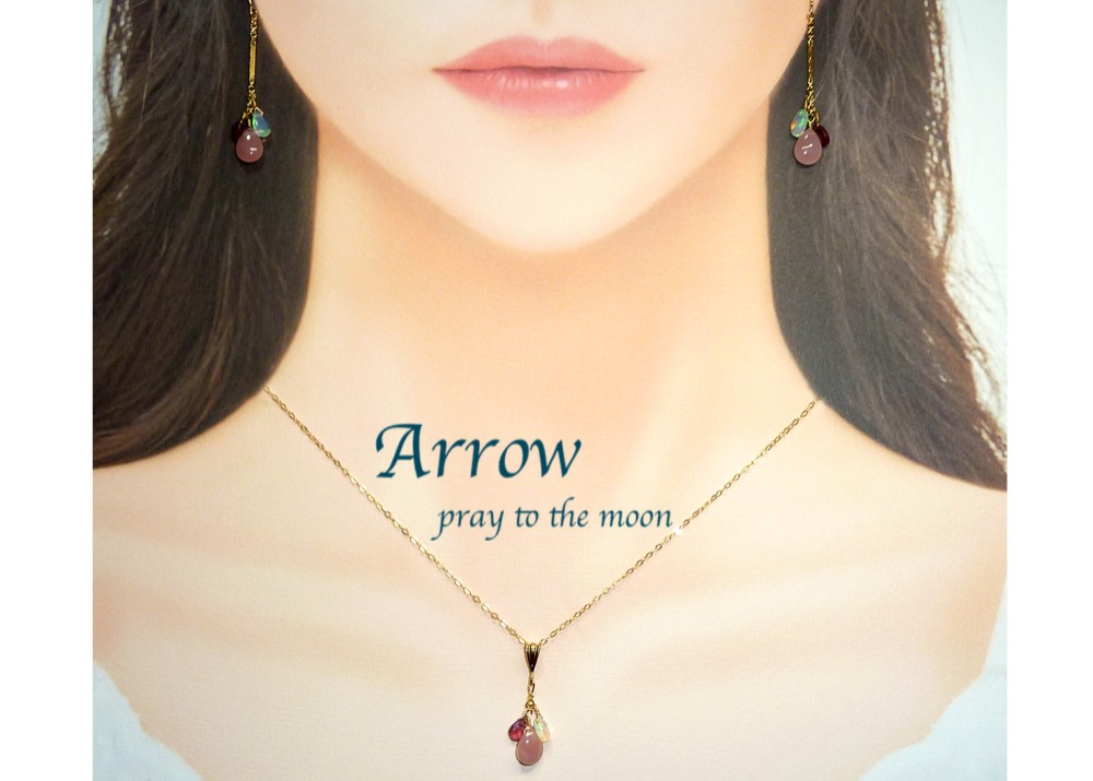 グァバクォーツとクリスタルオパールピアス＊14KGF