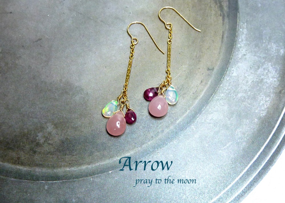 グァバクォーツとクリスタルオパールピアス＊14KGF