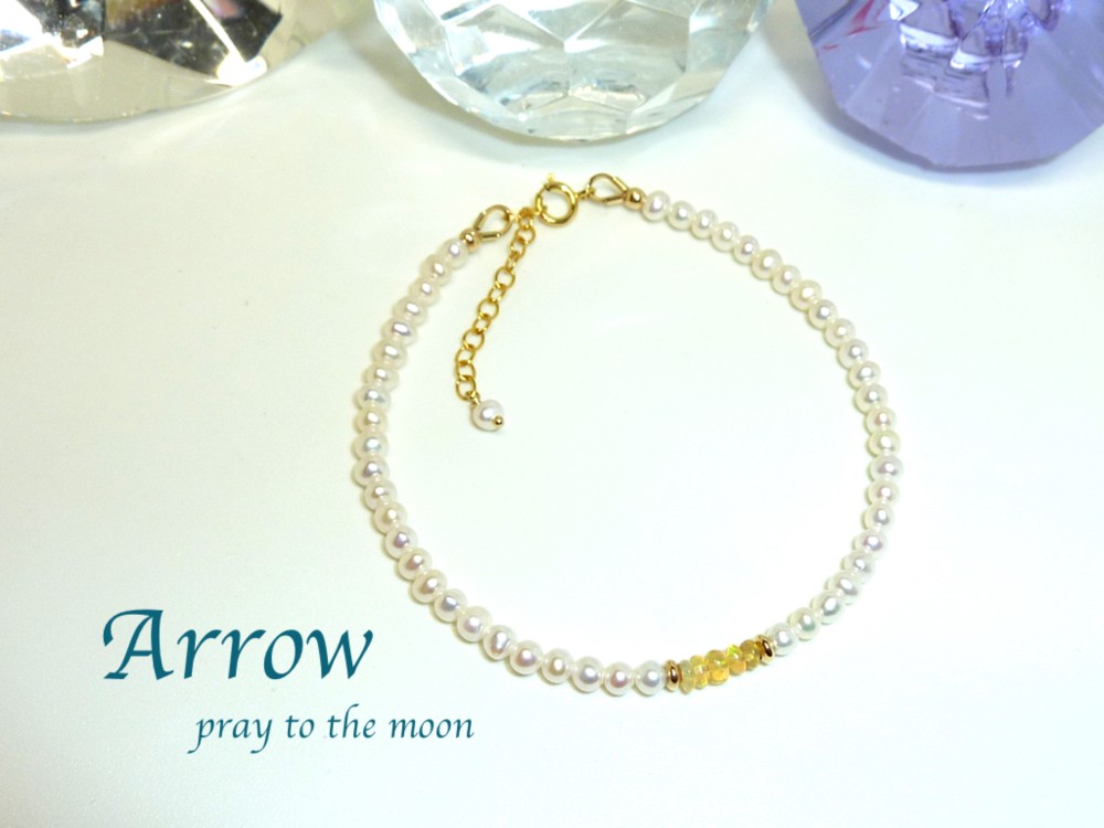 14KGF☆夢を実現させる力を与える！プレシャスオパールと淡水パールのブレスレット