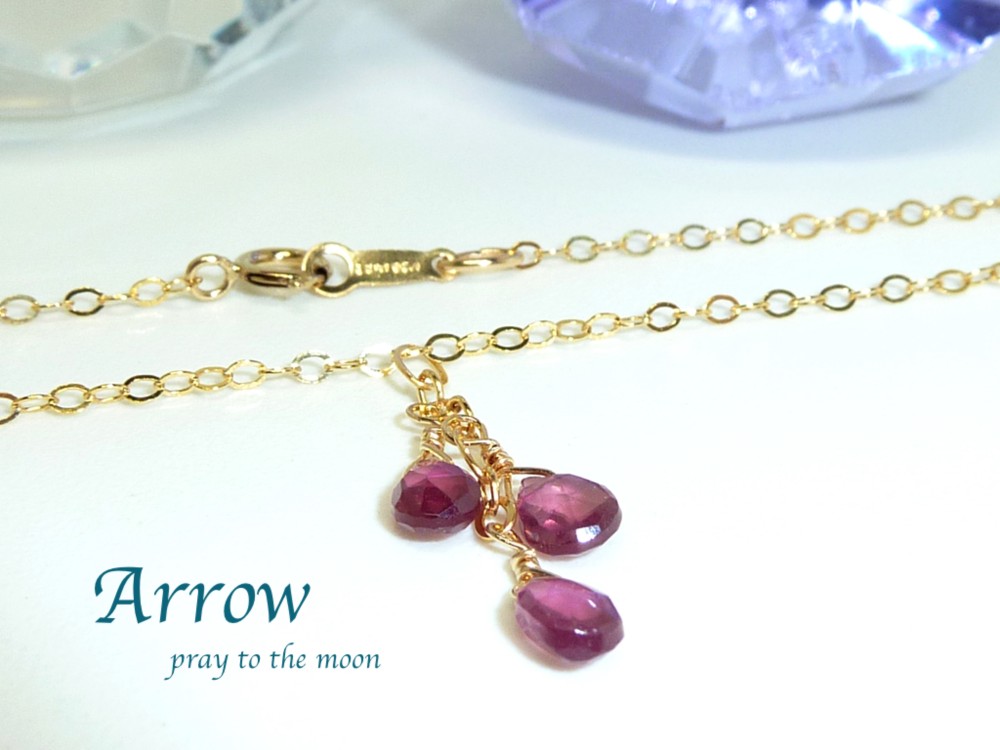 愛のパワーを強める＊宝石質ピンクバイオレットガーネットブーケネックレス☆14KGF