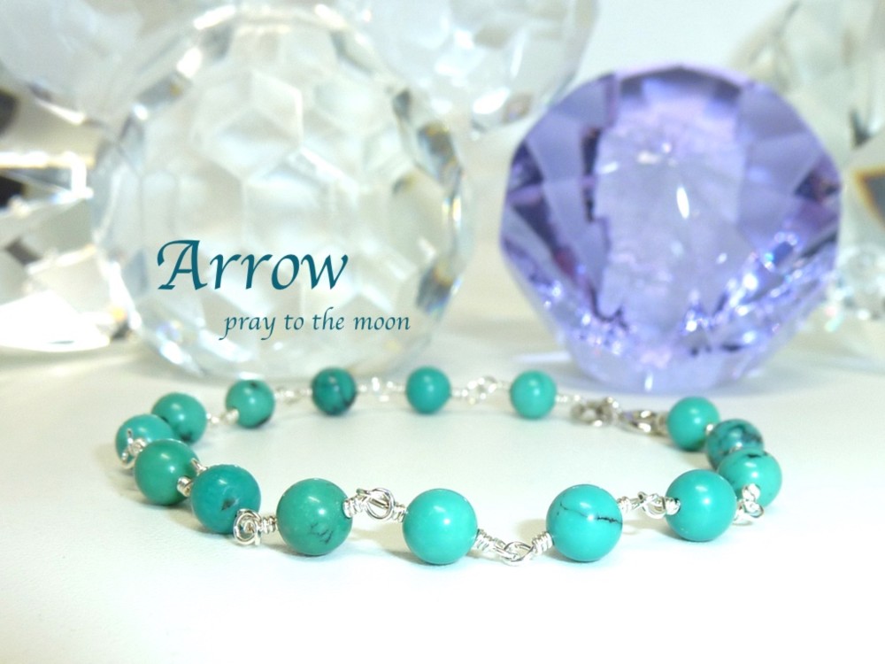 心を前向きに＊天然色ターコイズブレスレット☆silver925