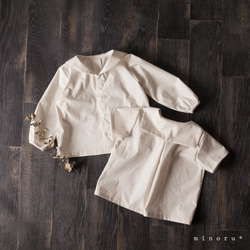 (半袖/長袖)セーラーシャツ バニラホワイト(80-110)【受注製作】 1枚目の画像
